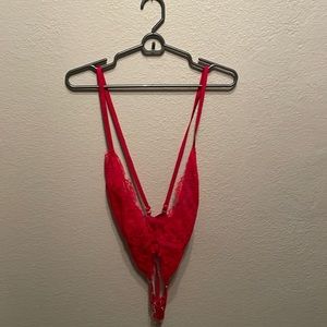 Victoria’s Secret red lace lingerie
